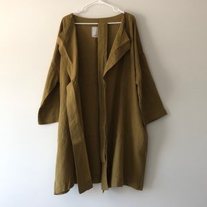 OLIVE notPERFECTLINEN Loose Wrap Linen Coat AMSTERDAM